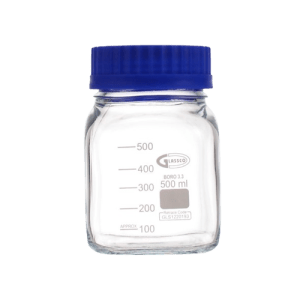 Graduated Wide Mouth Reagent Bottle GL-80 Square Type, ESMC, Glassco, UK