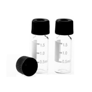 2 ml Vials clear glass with black screw cap