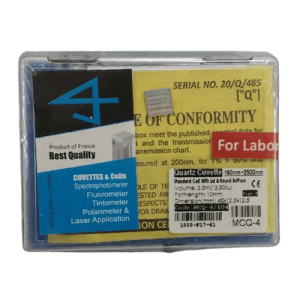 Glass Cuvette Cell 190nm ˜ 2500nm, MCQ-4, ESMC, Optiglass, India
