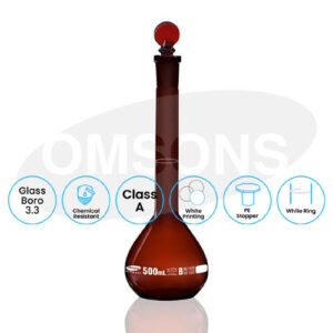 Volumetric Flask Wide Mouth Amber Class A with NABL _ESMC, Germany